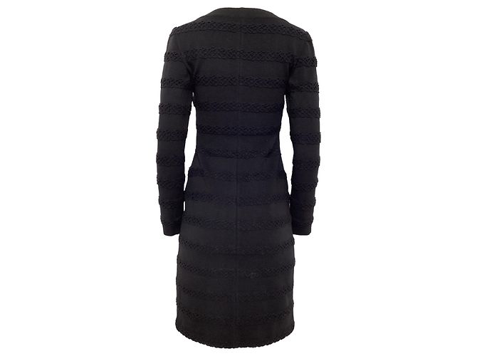 Alaïa Vestido mini de manga longa Alaia em lã virgem preta Preto - vista 3