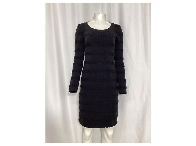 Alaïa Vestido mini de manga longa Alaia em lã virgem preta Preto - vista 6