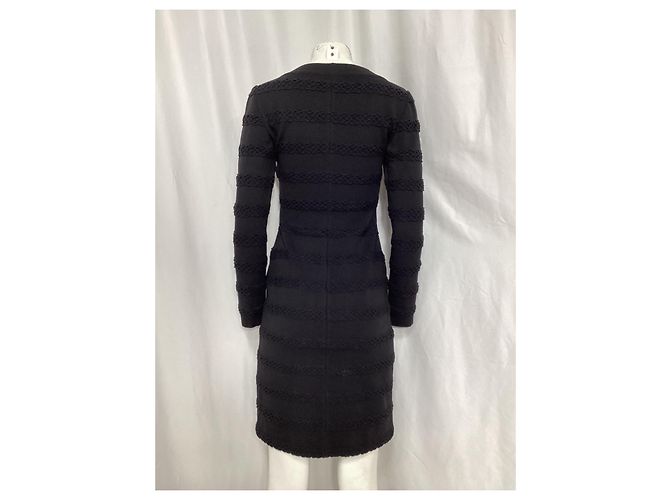 Alaïa Vestido mini de manga longa Alaia em lã virgem preta Preto - vista 8
