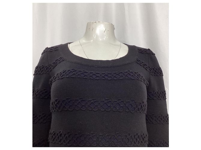 Alaïa Vestido mini de manga longa Alaia em lã virgem preta Preto - vista 9