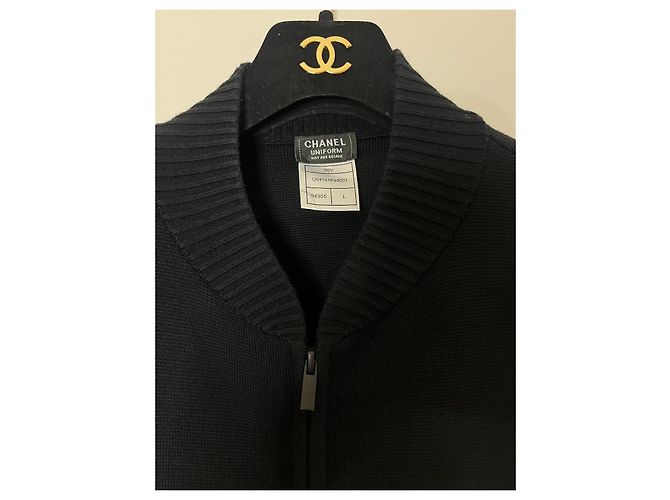Chanel Herren Zip-Cardigan, schwarz, Größe L - Ansicht 2