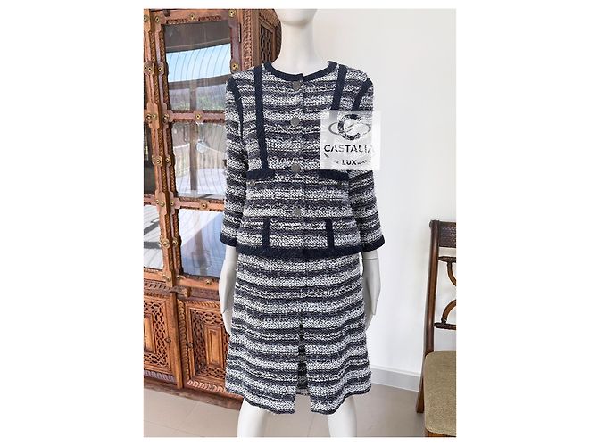 Chanel Paris / Cingapura Botões CC Conjunto Tweed Lesage 36 FR Multicor - vista 13