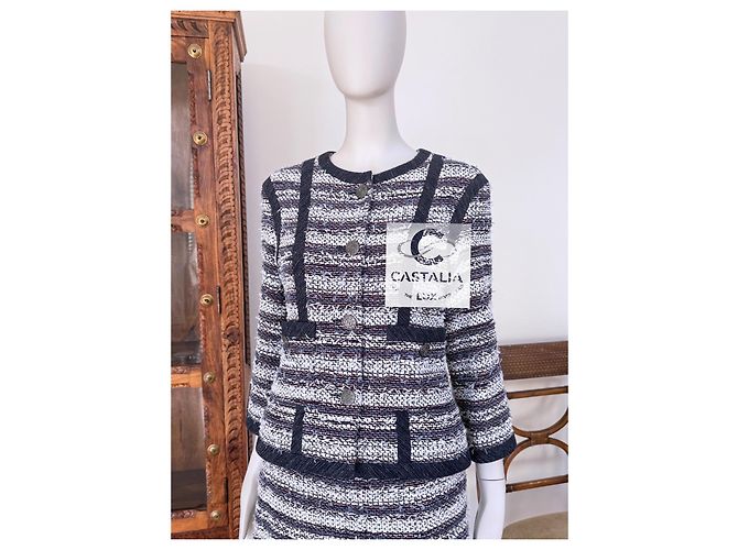 Chanel Paris / Cingapura Botões CC Conjunto Tweed Lesage 36 FR Multicor - vista 3