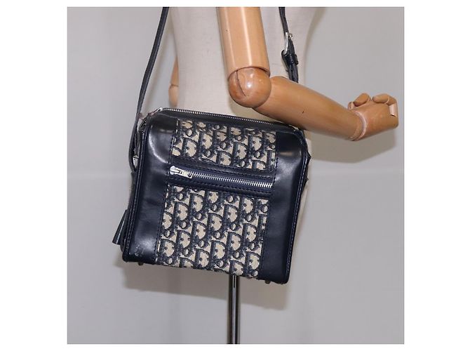 Borsa a spalla in tela Trotter Christian Dior blu Auth 111522 Blu navy - vista 20