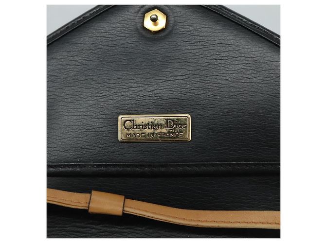 Borsa a spalla Christian Dior in pelle nera marrone dorata Auth bs22002 Nero D'oro - vista 18