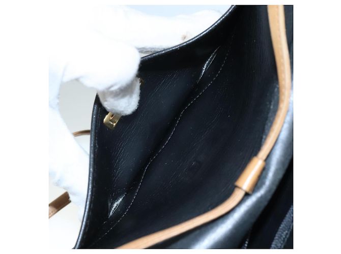 Borsa a spalla Christian Dior in pelle nera marrone dorata Auth bs22002 Nero D'oro - vista 21