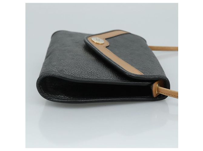 Borsa a spalla Christian Dior in pelle nera marrone dorata Auth bs22002 Nero D'oro - vista 3