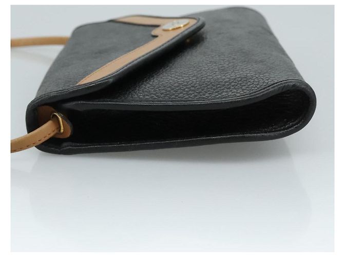 Borsa a spalla Christian Dior in pelle nera marrone dorata Auth bs22002 Nero D'oro - vista 4