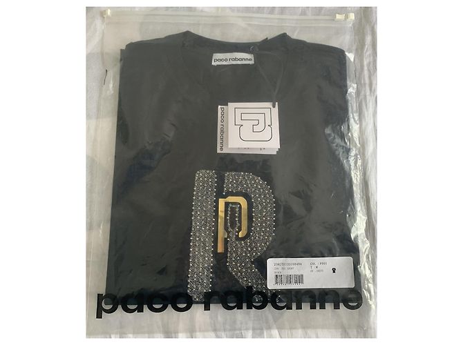 Camiseta Paco Rabanne Negra de Algodón con Logo Dorado Negro - vista 12