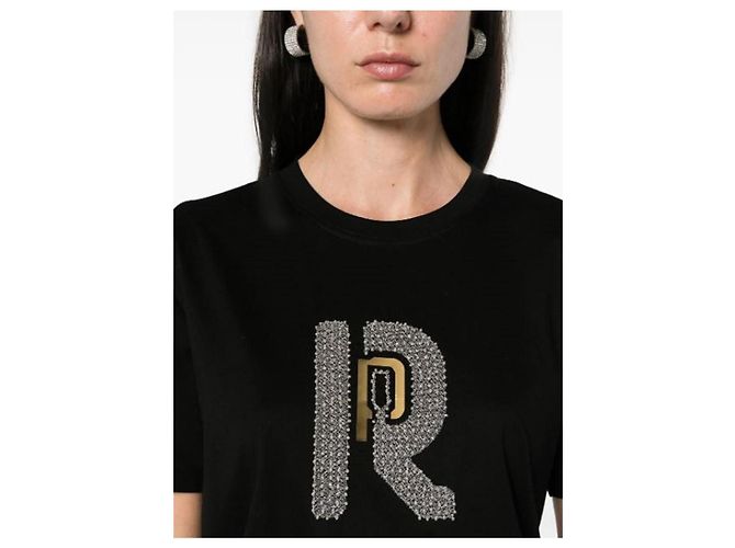Camiseta Paco Rabanne Negra de Algodón con Logo Dorado Negro - vista 3