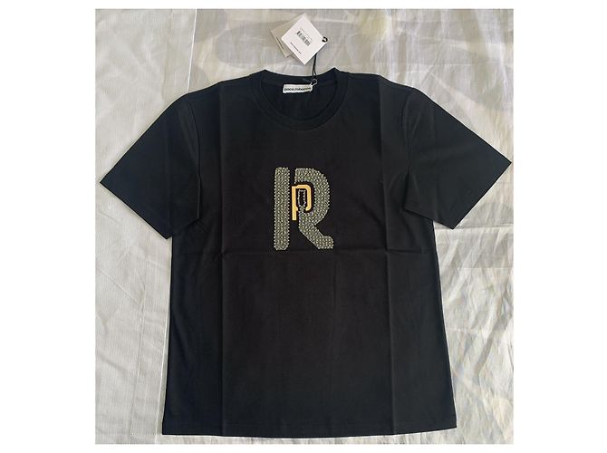 Camiseta Paco Rabanne Negra de Algodón con Logo Dorado Negro - vista 6