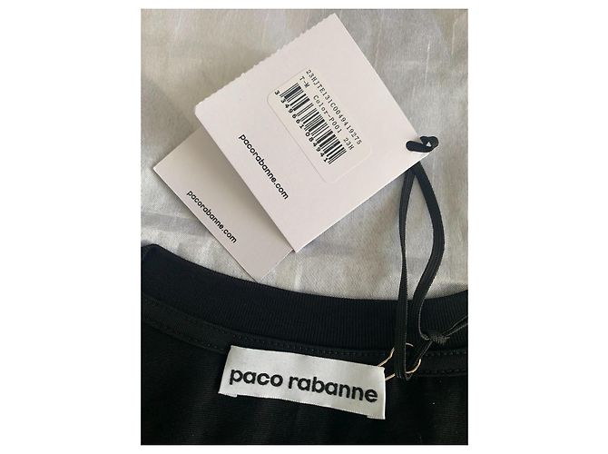Camiseta Paco Rabanne Negra de Algodón con Logo Dorado Negro - vista 8