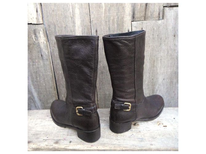 Botas Prada de cuero marrón oscuro - vista 5