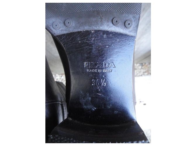 Botas Prada de cuero marrón oscuro - vista 7