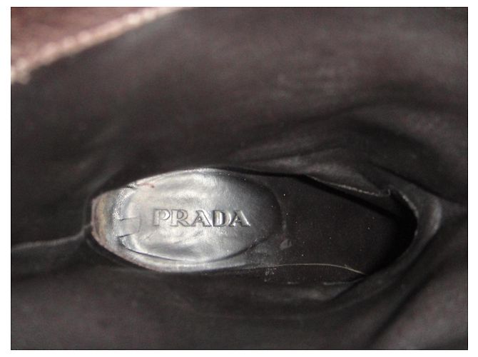 Botas Prada de cuero marrón oscuro - vista 8