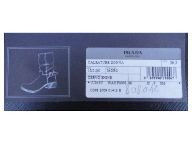 Botas Prada de cuero marrón oscuro - vista 9