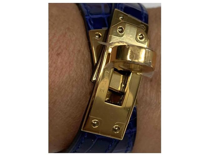 Bracciale Hermès Kelly double tour blu elettrico, pelle di alligatore - vista 2