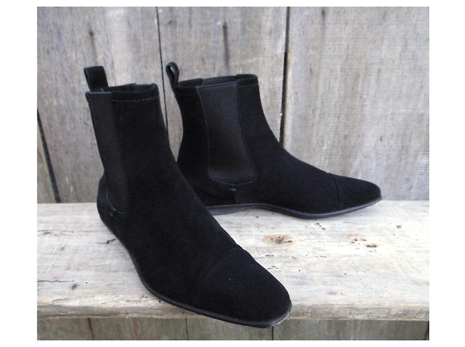 Stivaletti Gucci in camoscio nero - vista 4