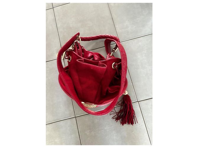Borsa a tracolla Lancel Brigitte Bardot BB in velluto rosso - vista 2
