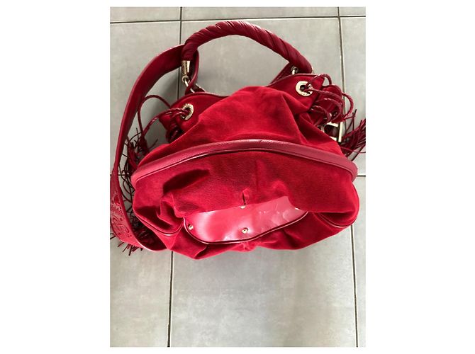 Borsa a tracolla Lancel Brigitte Bardot BB in velluto rosso - vista 4