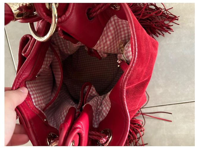 Borsa a tracolla Lancel Brigitte Bardot BB in velluto rosso - vista 5