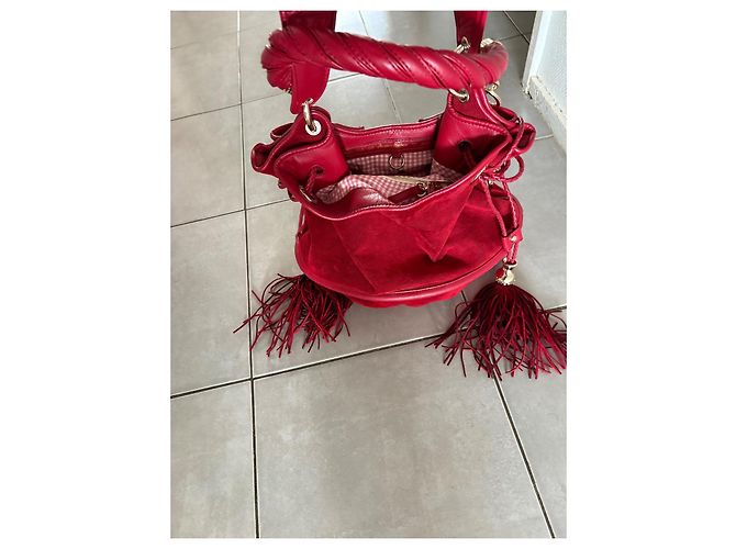 Borsa a tracolla Lancel Brigitte Bardot BB in velluto rosso - vista 8
