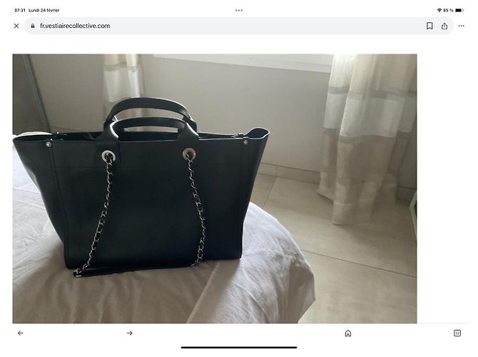 Borsa tote Chanel Deauville in pelle nera Nero - vista 10