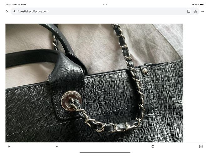 Borsa tote Chanel Deauville in pelle nera Nero - vista 5