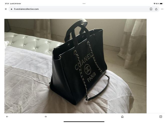 Borsa tote Chanel Deauville in pelle nera Nero - vista 6