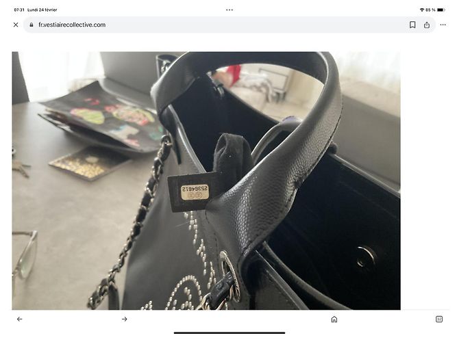 Borsa tote Chanel Deauville in pelle nera Nero - vista 8