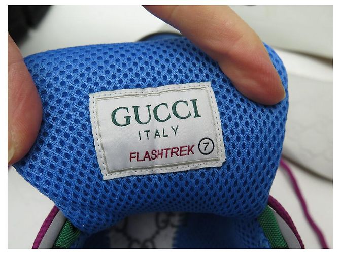 NUOVE SCARPE GUCCI FLASHTREK 7 41 CANVAS E PELLE + SCATOLA SNEAKERS Verde - vista 14