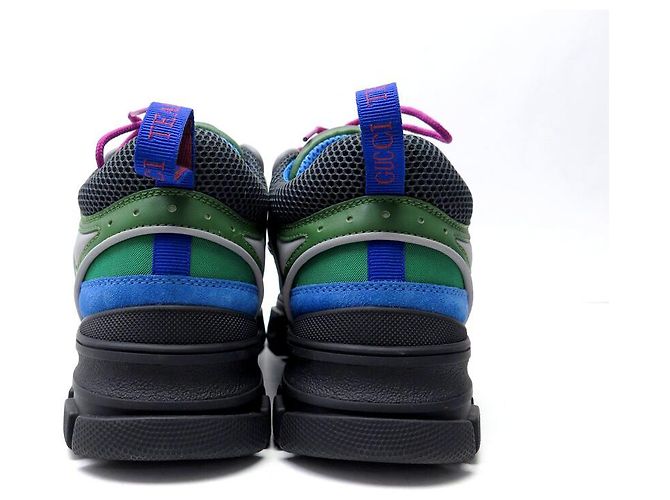 NUOVE SCARPE GUCCI FLASHTREK 7 41 CANVAS E PELLE + SCATOLA SNEAKERS Verde - vista 5
