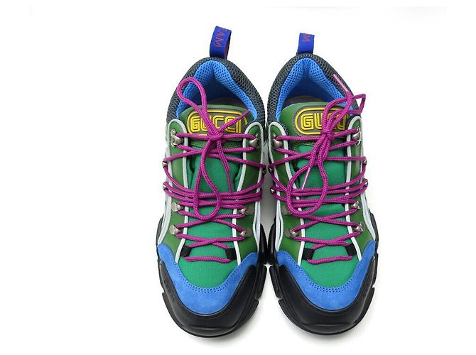 NUOVE SCARPE GUCCI FLASHTREK 7 41 CANVAS E PELLE + SCATOLA SNEAKERS Verde - vista 8