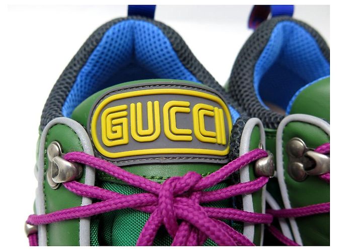 NUOVE SCARPE GUCCI FLASHTREK 7 41 CANVAS E PELLE + SCATOLA SNEAKERS Verde - vista 9