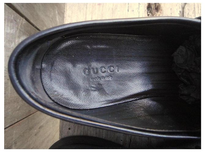 Mocassini Gucci Neri in Tela Logata e Pelle 38 Nero - vista 9