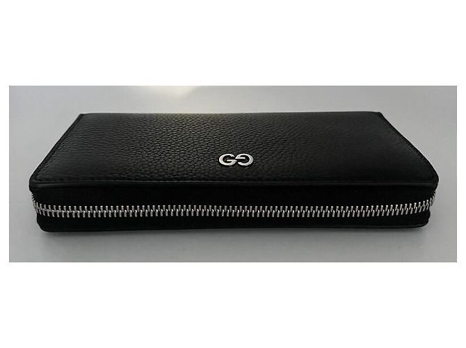 Gucci Black Grained Leather Wallet with Silver GG Initials - view 5