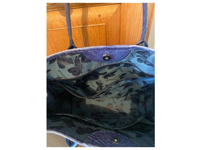 Borsa a mano Longchamp Roseau in pelle blu - vista 3
