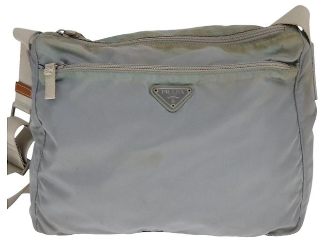 PRADA Schultertasche aus Nylon hellblau grau silber authentisch bs21902 Braun - Ansicht 13