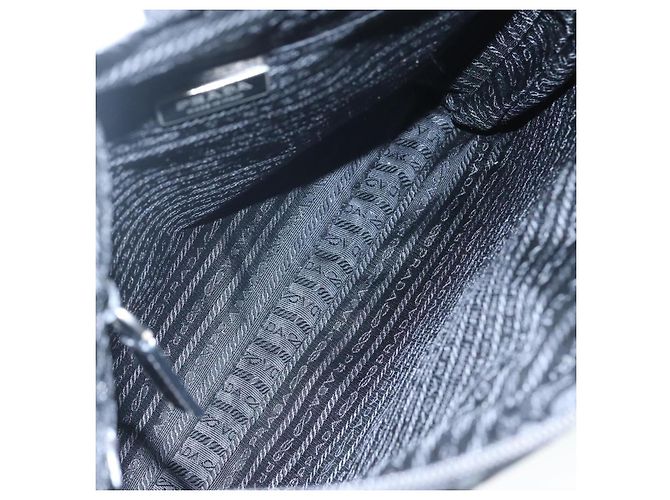 Borsa a spalla PRADA in nylon nero argento autentica mr935 - vista 10