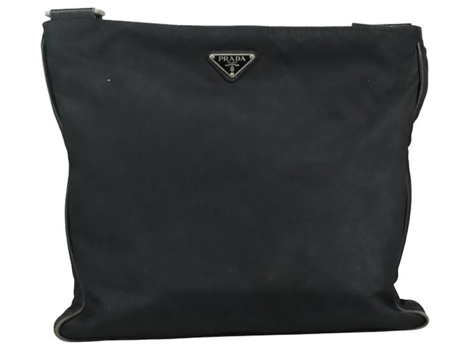 Borsa a spalla PRADA in nylon nero argento autentica mr935 - vista 13