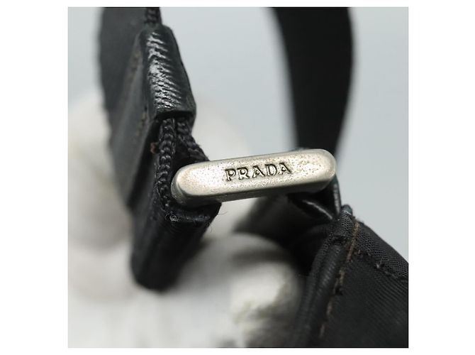 Borsa a spalla PRADA in nylon nero argento autentica mr935 - vista 18
