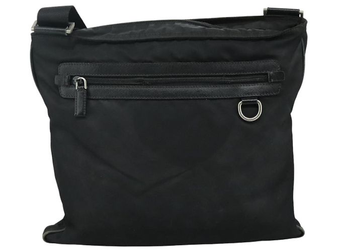 Borsa a spalla PRADA in nylon nero argento autentica mr935 - vista 2