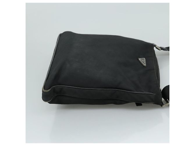 Borsa a spalla PRADA in nylon nero argento autentica mr935 - vista 3