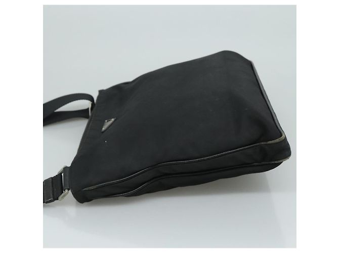 Borsa a spalla PRADA in nylon nero argento autentica mr935 - vista 4