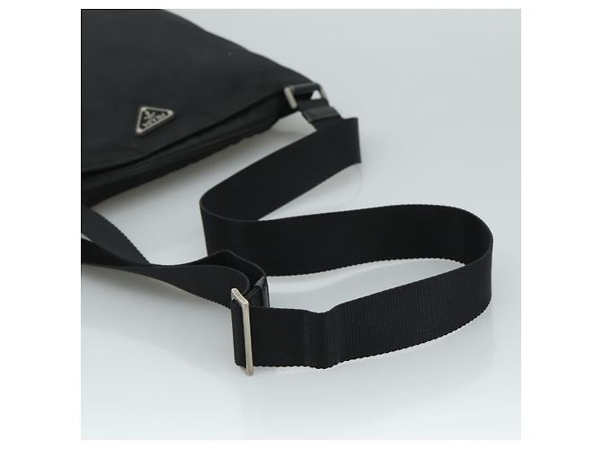 Borsa a spalla PRADA in nylon nero argento autentica mr935 - vista 7