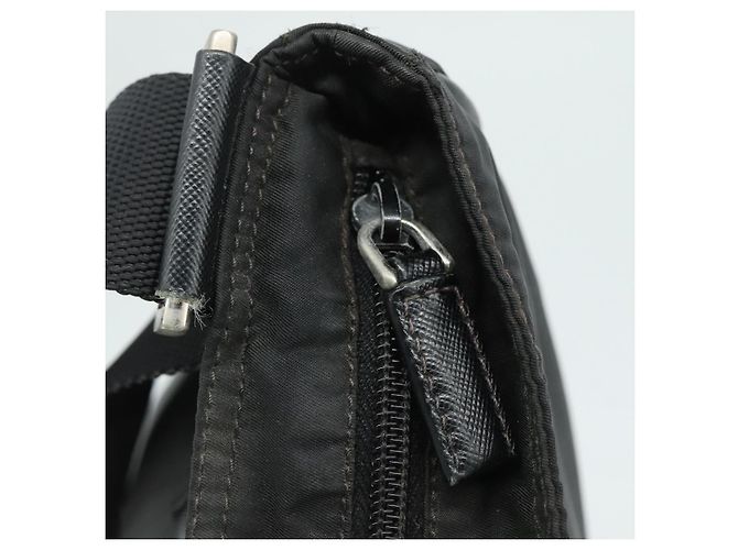 Borsa a spalla PRADA in nylon nero argento autentica mr935 - vista 9