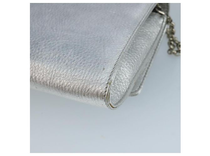 Autre Marque Borsa a spalla a catena in pelle argento Auth 110794 - vista 15