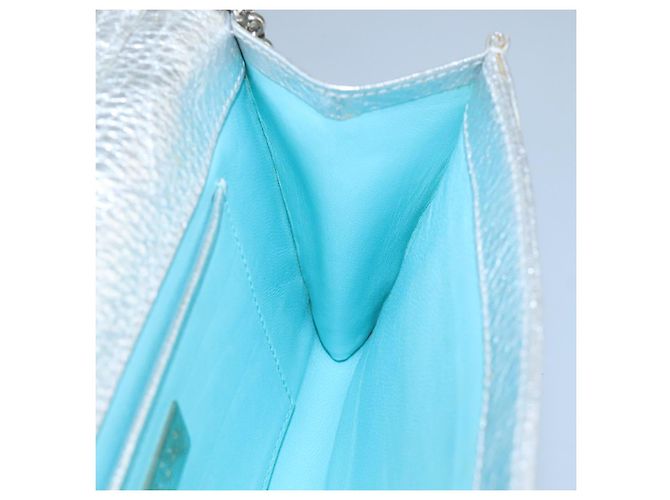 Autre Marque Borsa a spalla a catena in pelle argento Auth 110794 - vista 18