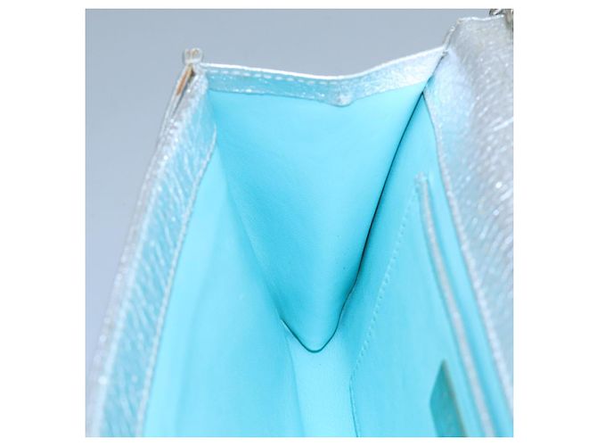 Autre Marque Borsa a spalla a catena in pelle argento Auth 110794 - vista 19