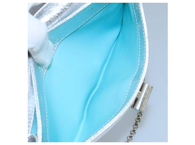 Autre Marque Borsa a spalla a catena in pelle argento Auth 110794 - vista 21